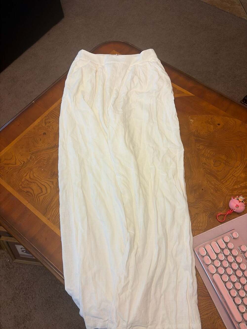 Windsor White Linen-Blend High Waist Lined Wide Leg Pants